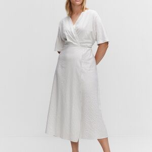 Mango: Striped Maxi Wrap Dress, Size 14